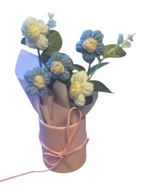1 Set Of Hand-Knitted Artificial Flowers With Wool Yarn, new